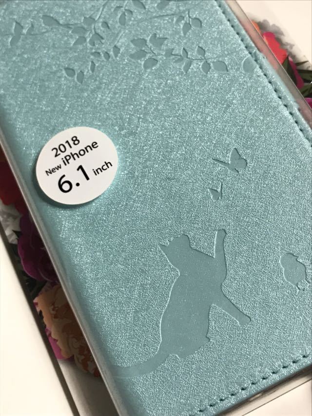 匿名 iPhoneXR用カバー 手帳型 お洒落ケース 可愛い猫シルエット