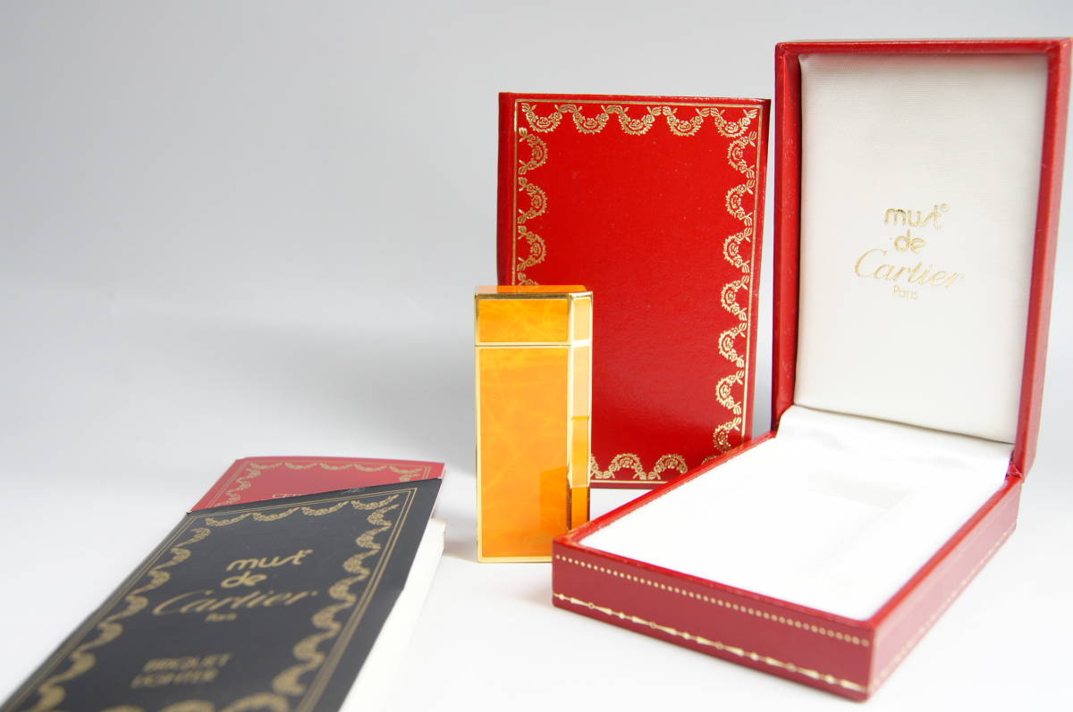 【1円~】【美品 箱あり】カルティエ Cartier 五角 ガスライター 喫煙具 コレクター ゴールド【中古】