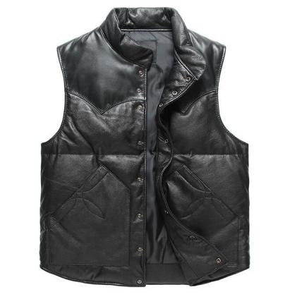 新入荷☆羊革 ダウン ベスト 短セクション スリムフィット