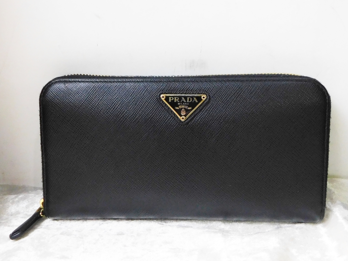プラダ 長財布 ラウンドファスナー PRADA ブラック ラウンドファスナー