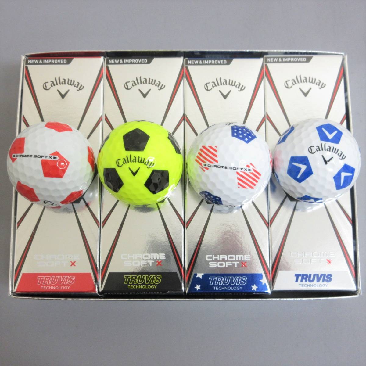 100%新品，新作登場 Callaway クロムソフト X トゥルービス レッド イエローブラック スター＆ストライプス シェブ ブルー キャロウェイ CHROME SOFT TRUVIS(1ダース)｜売買されたオークション情報、yahooの商品情報をア ボール