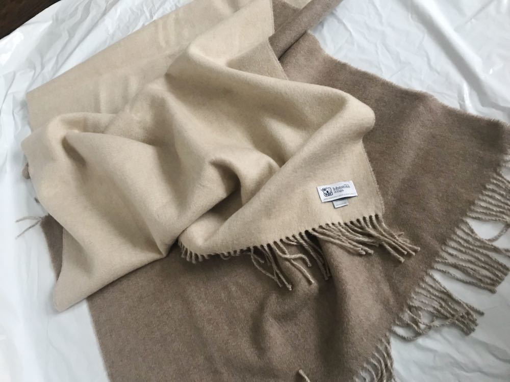 ジョンストンズ カシミヤ 大判ストール CASHMERE ベージュ ダーク