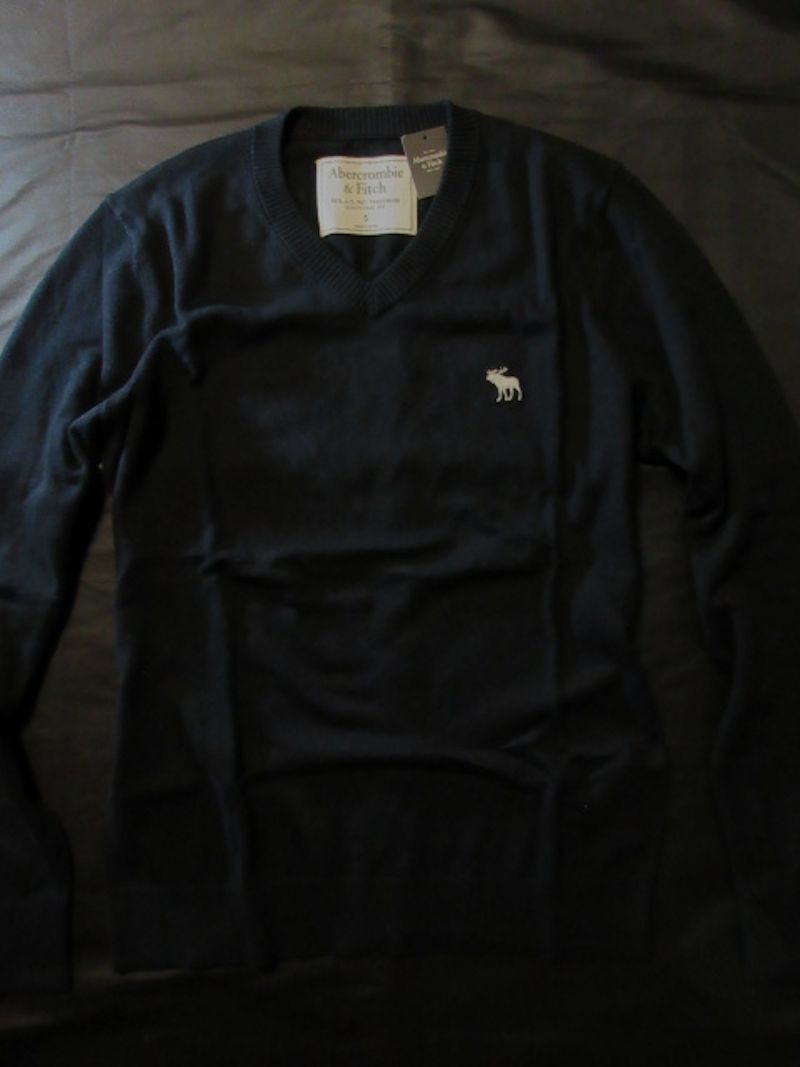 本物正規◆アバクロ◆Vネックニットセーター0054-091 黒■M■新品