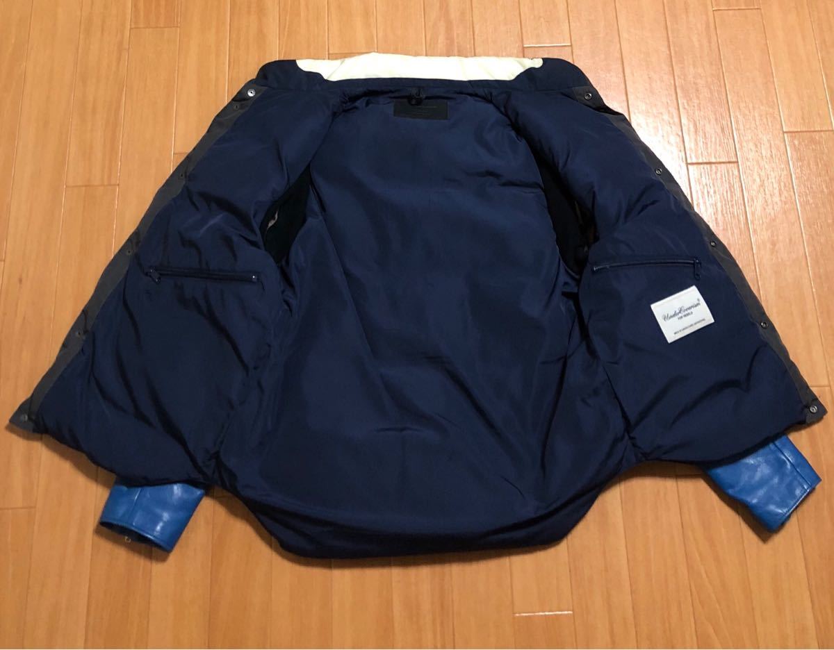 undercover 袖レザー 切替 ダウンジャケット ライダースジャケット