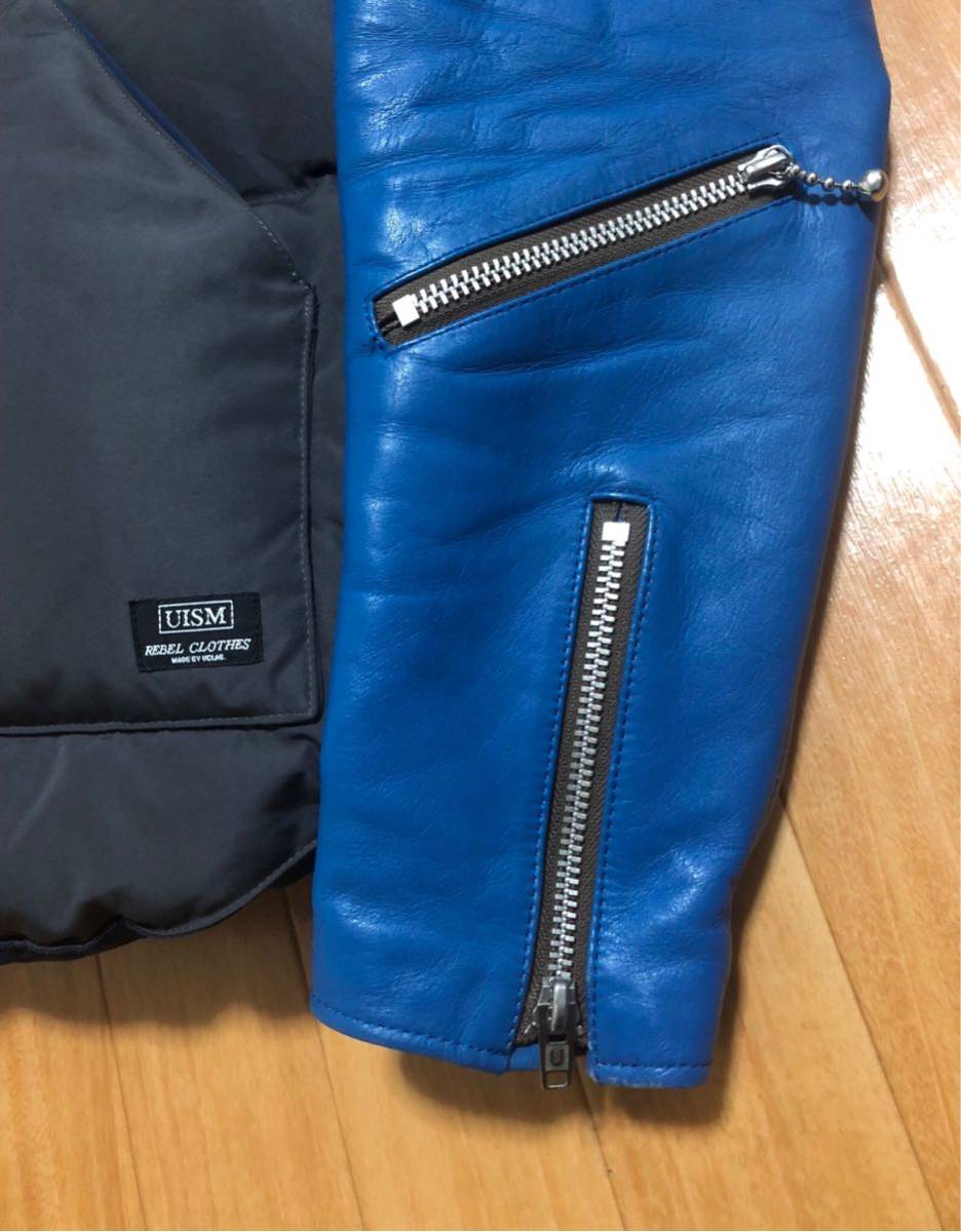 undercover 袖レザー 切替 ダウンジャケット ライダースジャケット