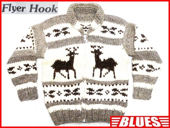 即決購入大歓迎 トナカイ 本革 おまとめ売り可 即決☆カナダ製 Flyer Hooks☆メンズL位 カウチンセーター フライヤー