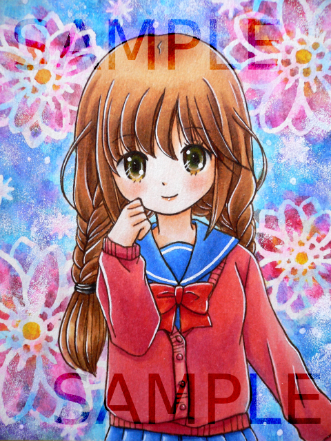同人手描きイラスト オリジナル セーラー服 セーラー 制服 女の子 ミニ色紙 色紙 茶髪 三つ編み 手描きイラスト 売買されたオークション情報 Yahooの商品情報をアーカイブ公開 オークファン Aucfan Com