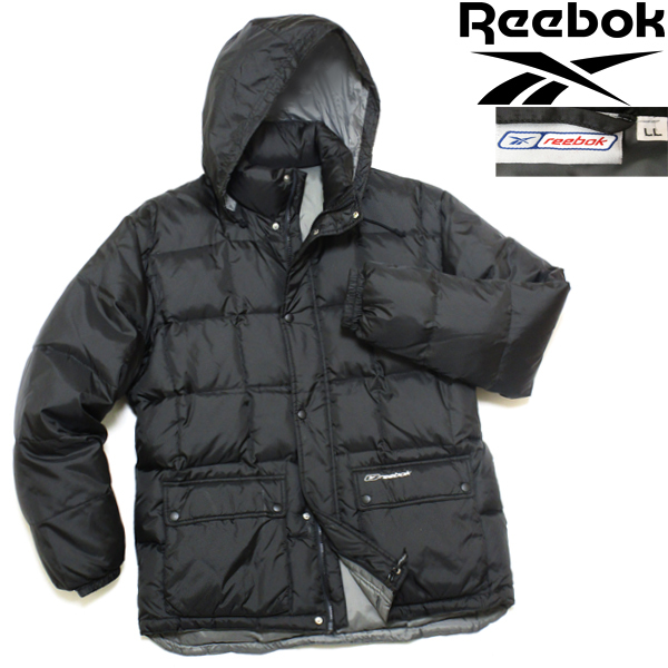 爆買い，格安 高機能&LL大きめ Reebok リーボック 遮風&保温 ナイロンリップ 収納フード ダウンジャケット 黒 スポーツ サッカー パーカー コート(コート)｜売買されたオークション情報、yahooの商品情 コート