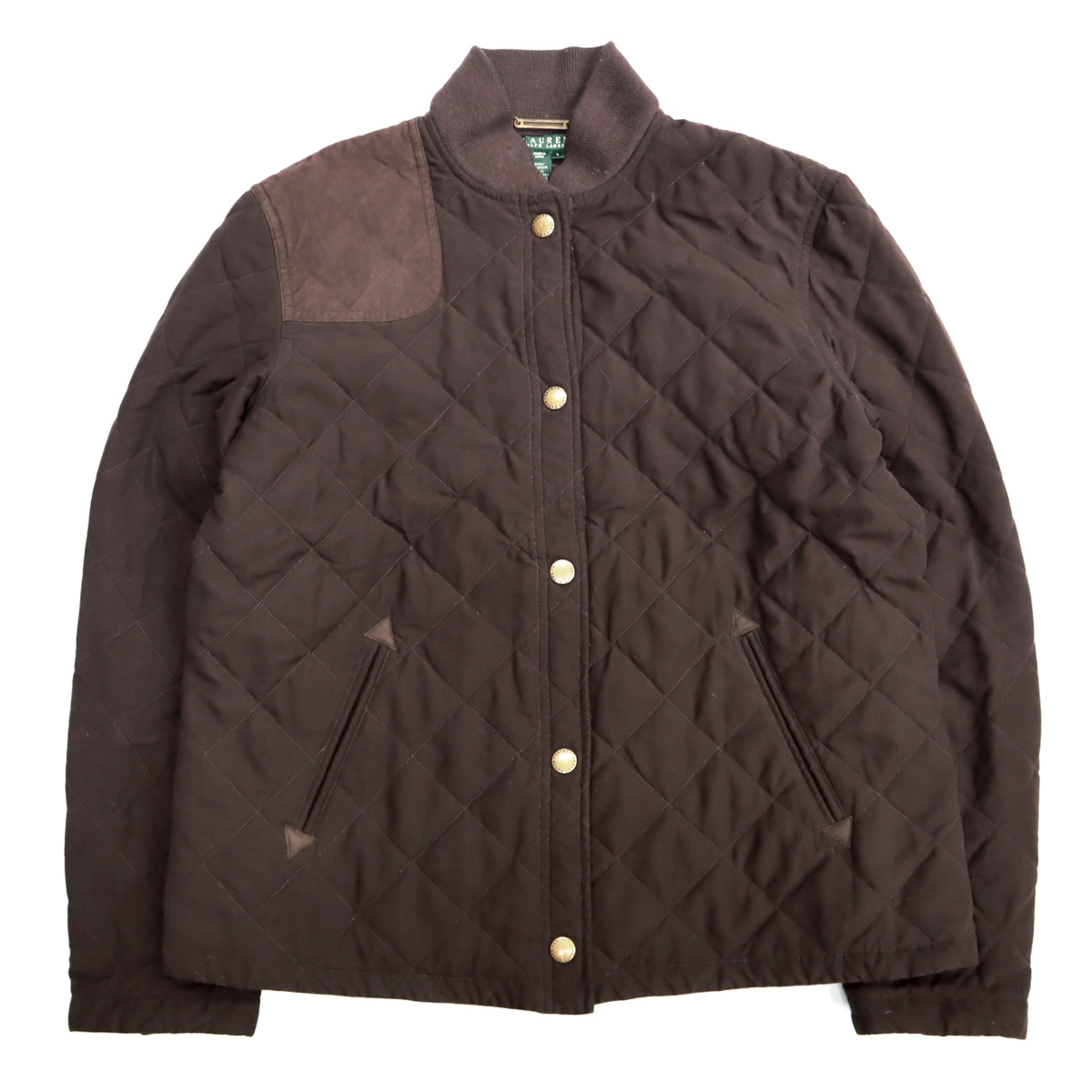 ☆送料無料☆ RALPH LAUREN ラルフローレン キルティング ジャケット 中綿 茶色 ブラウン レディース 古着 ワーク アメカジ ブルゾン