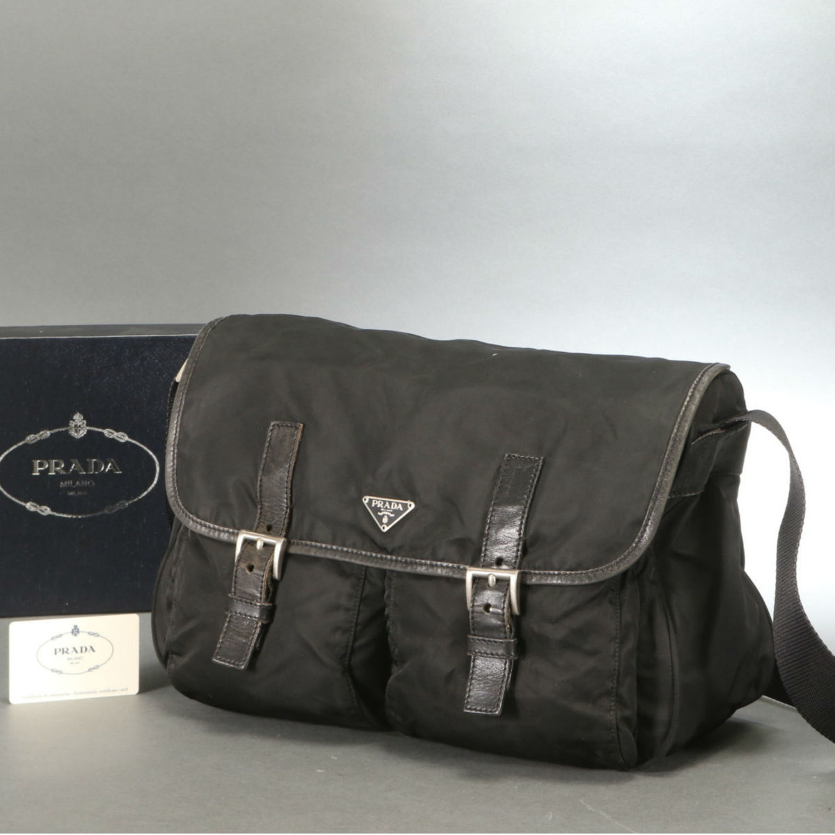 PRADA プラダ 三角ロゴ テスート ナイロン プレート トートバッグ 