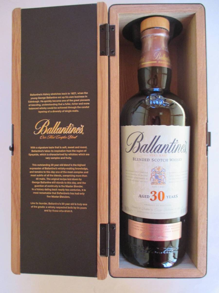 Ballantine's 30の空瓶と木箱と紙箱 空瓶 Ballantine's バランタイン30年 ウイスキー スコッチ 木箱 空き箱