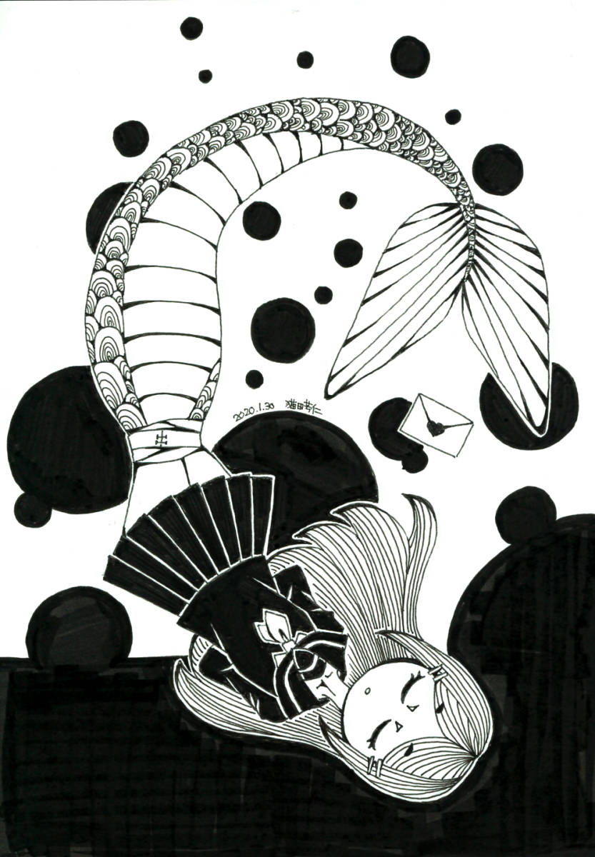 ペン画 同人手描きイラスト オリジナル 女の子 セーラー服 人魚 メンヘラ 手描きイラスト 売買されたオークション情報 Yahooの商品情報をアーカイブ公開 オークファン Aucfan Com