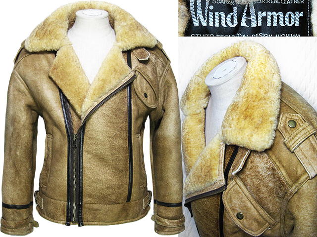 doorzo★Wind Armor ムートンWライダースジャケット 中古★ 割引卸値 雰囲気抜群！ウインドアーマー(Wind Armor)ダブルライダース