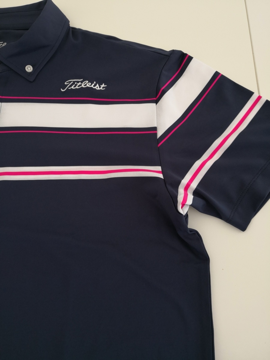 タイトリスト メンズ ゴルフアパレル Spring &amp; Summer 0 コレクション 登場 ウェア 半袖 シャツTitleist 44%OFFもちもちストレッチ 先染めボーダー 肩フリル [ゴルフシャツ