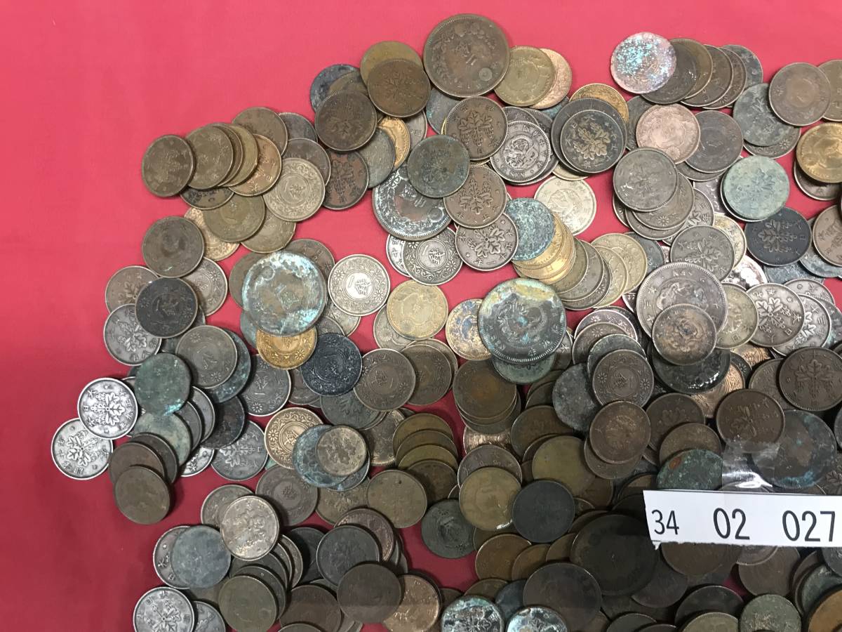 3402027 銅貨 青銅貨 古銭 約3kg まとめ セット 竜 稲 桐 1銭 2銭 明治