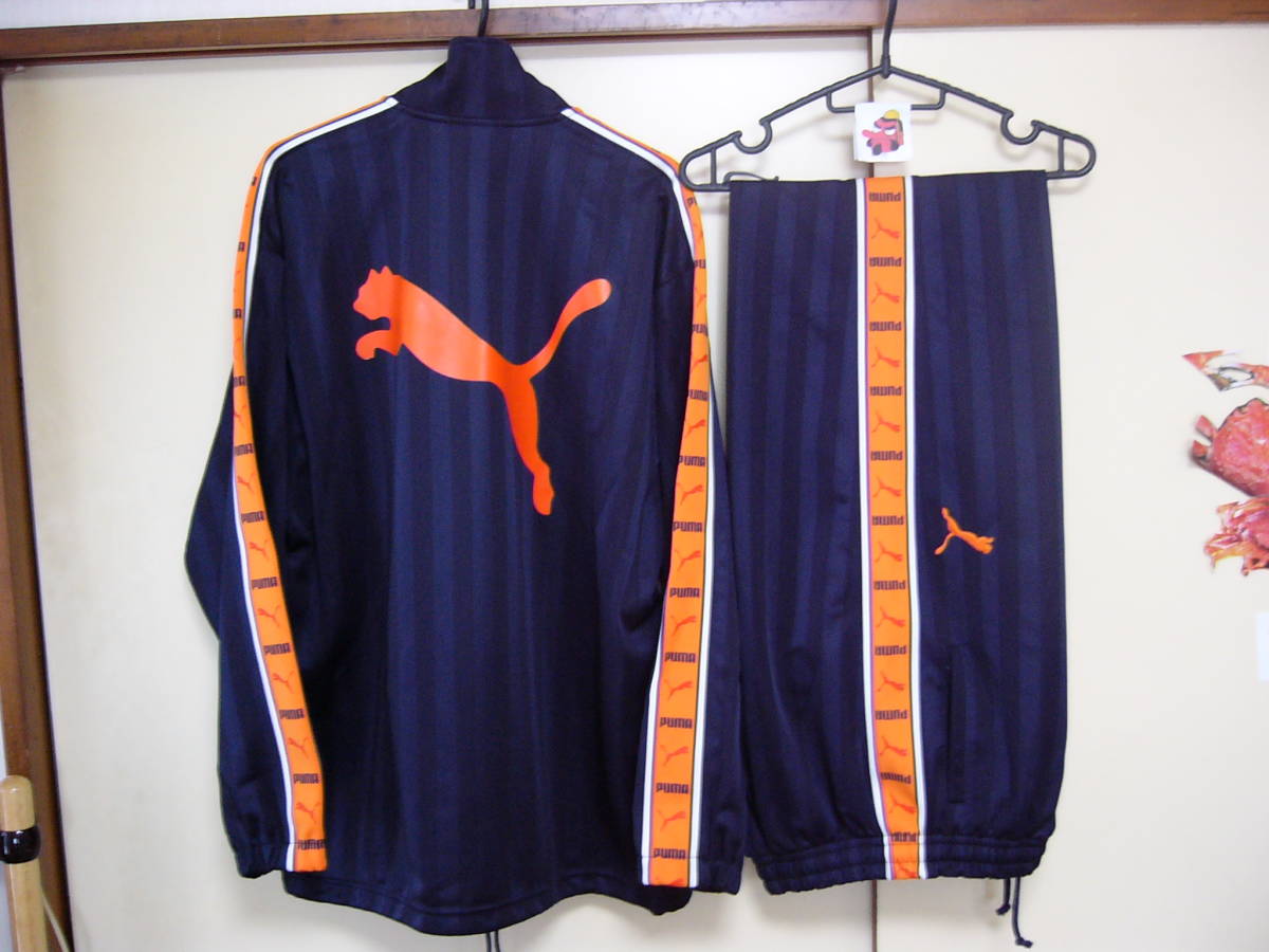 豊富な，お得 PUMA プーマ ジャージ上下セット ジャケットサイズ L-O パンツサイズ L ネイビー/オレンジ(プーマ)｜売買されたオークション情報、yahooの商品情報をアーカイブ公開 - オークファン ジャージ