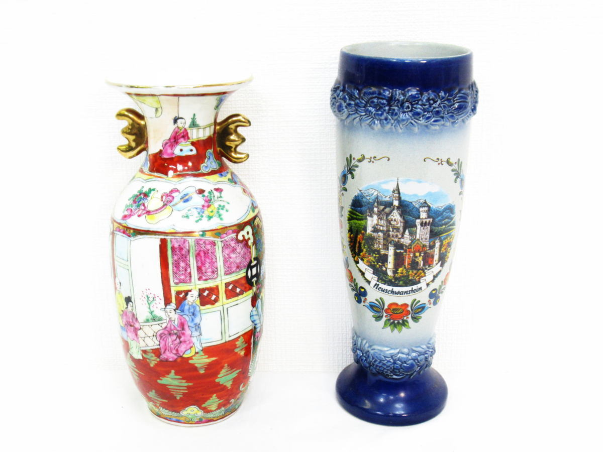 ノイシュバンシュタイン城 Neuschwanstein ドイツ 花器 フラワーベース 青 柄 絵 入り カラフル 花瓶 取っ手付き 赤 2点 セット 花瓶 売買されたオークション情報 Yahooの商品情報をアーカイブ公開 オークファン Aucfan Com