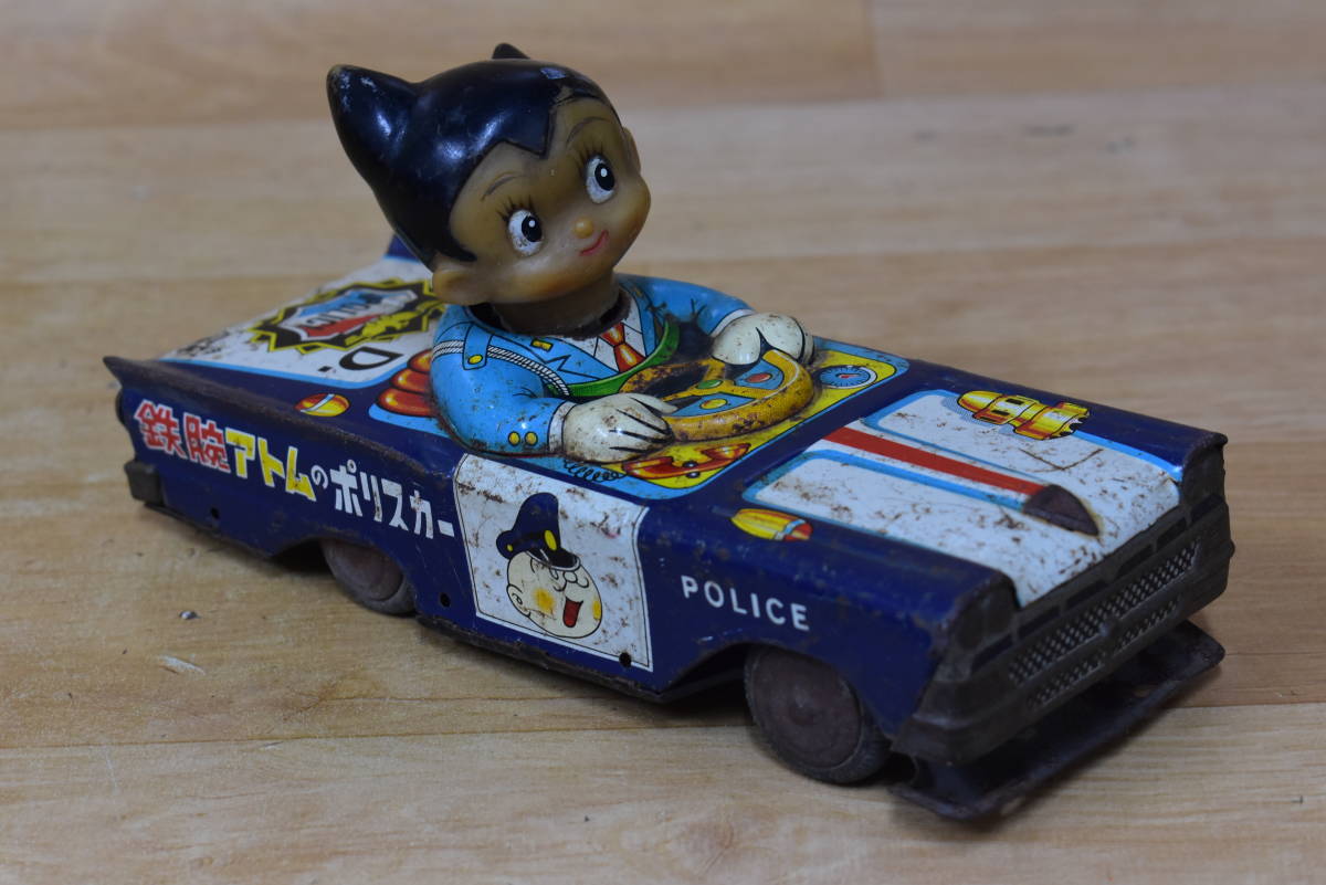ドール　昭和レトロ　TADA製　鉄腕アトムのポリスカー　ブリキ　顔ソフビ　パトカー　警察車両　当時物　手塚治虫