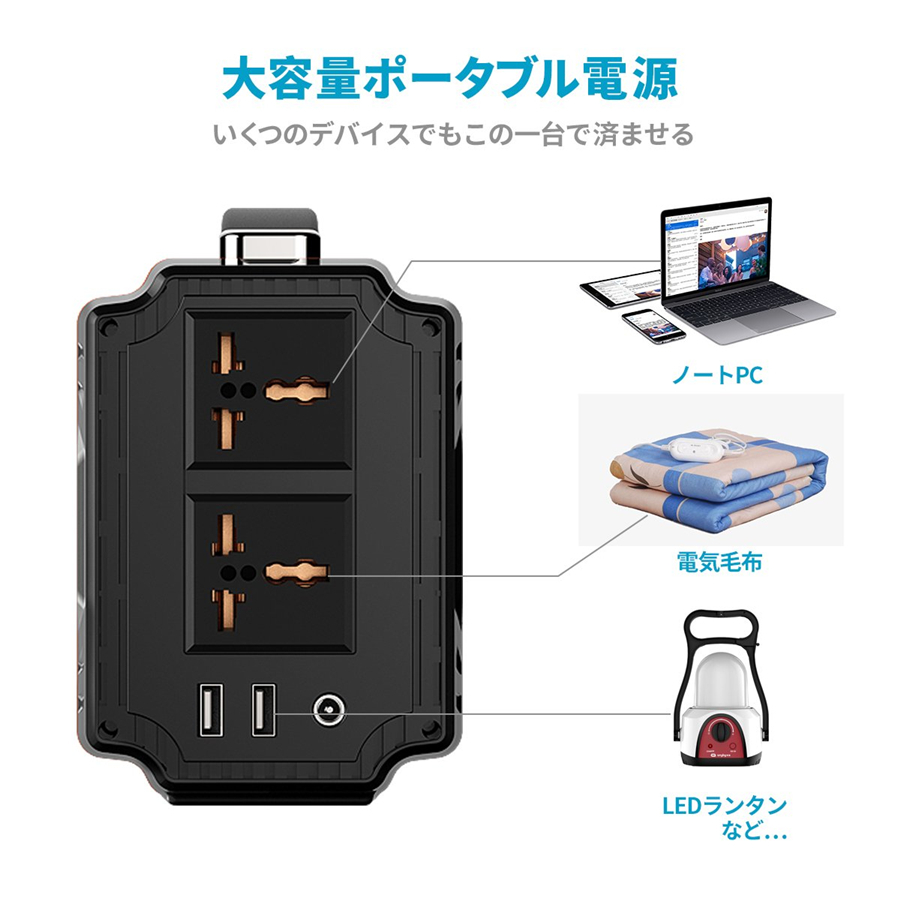 Rockpals Rockpals ポータブル電源 正弦波 大容量64800mAh 250W 台風 