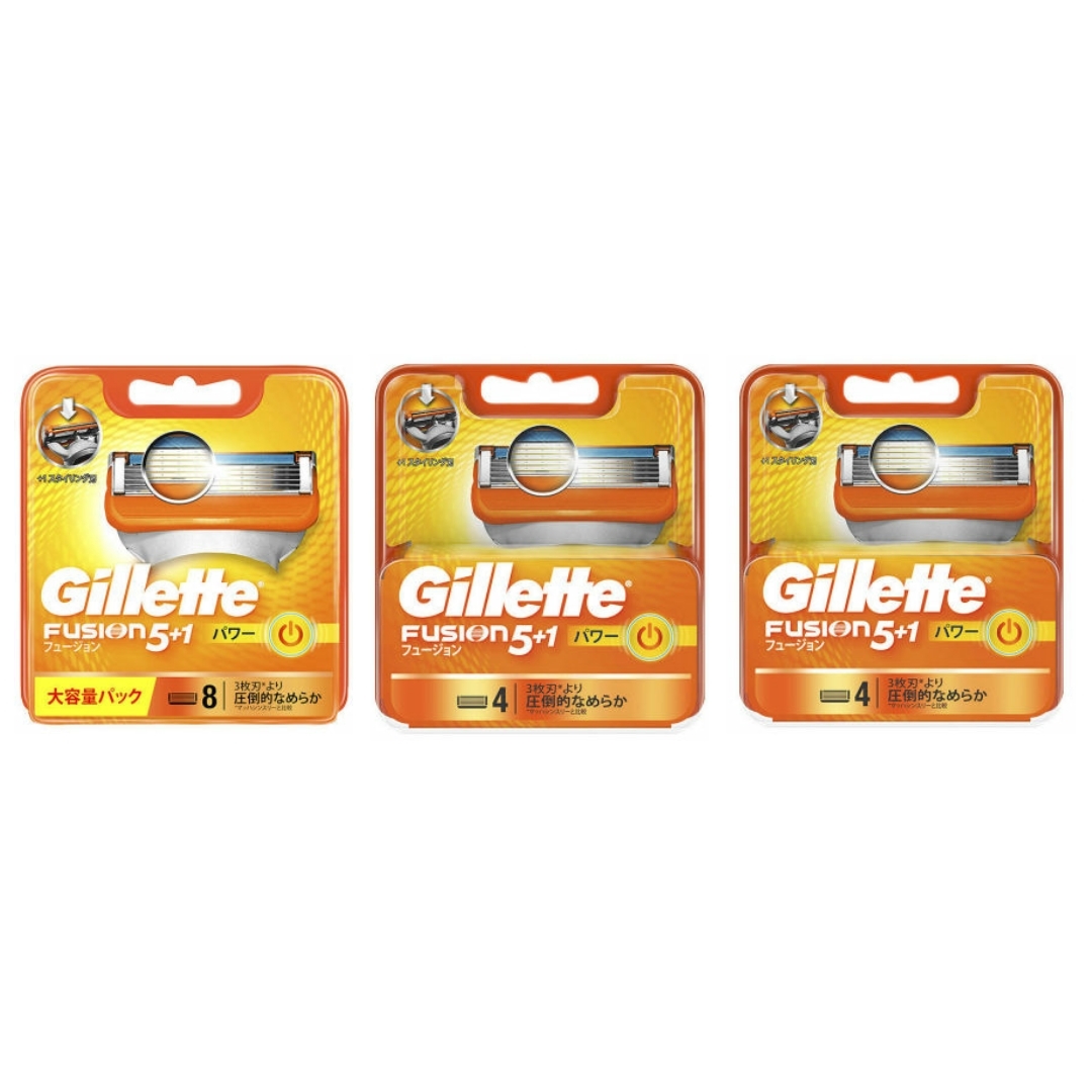 ジレット フュージョン Gillette 5+1 替刃8B(8個入*4セット) + ジレットフュージョンパワー 替刃8個入1箱と4個入2箱