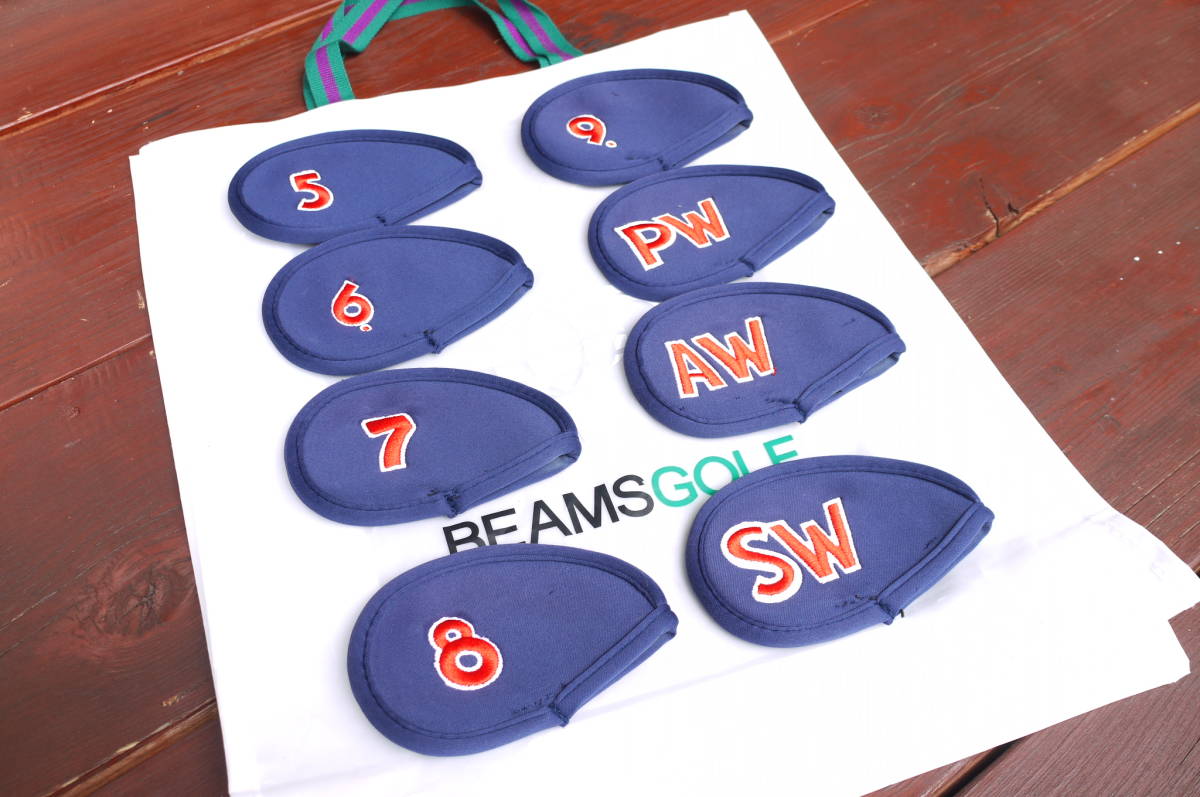 【セール，お買い得】 ビームスゴルフ BEAMSGOLF アイアンカバー ネイビー色&times;赤色&times;白色 8セット(アイアン用)｜売買されたオークション情報、yahooの商品情報をアーカイブ公開 - オークファン ヘッドカバー