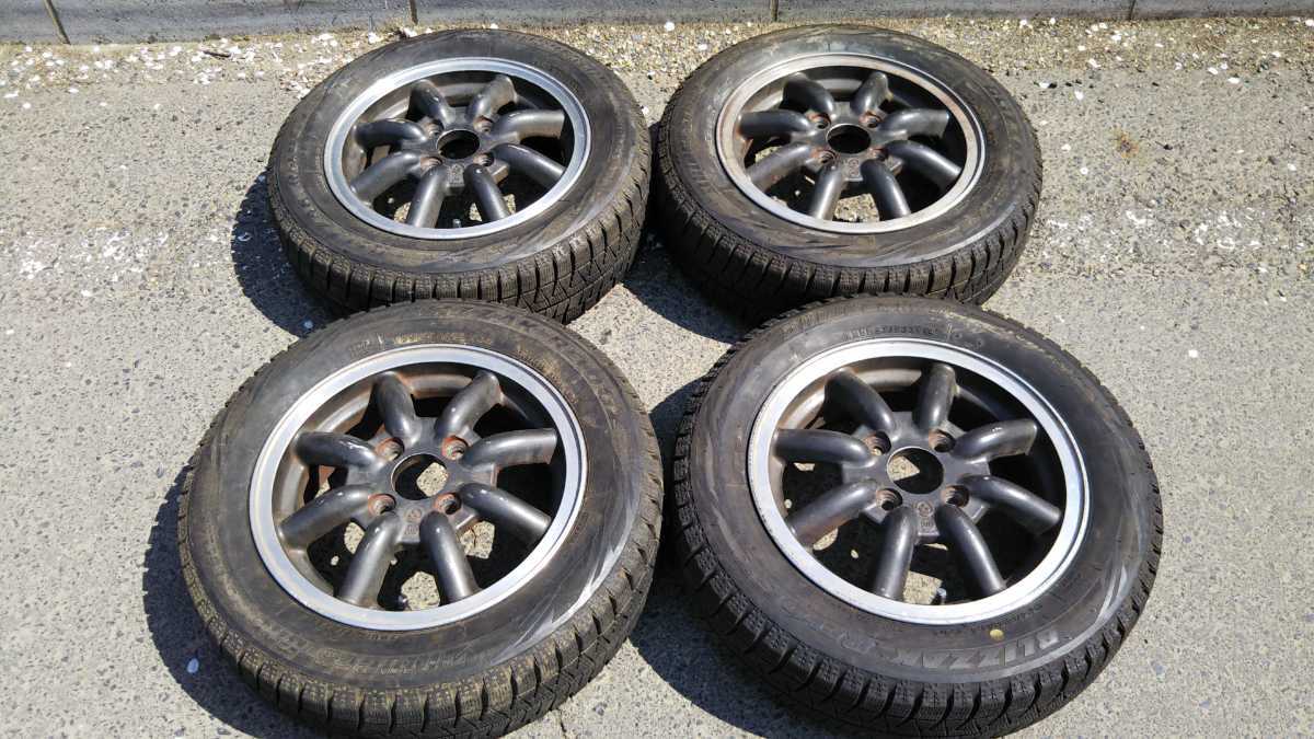 ワタナベ 8スポーク 4.5J 13 F8F 4本 PCD100 155/65R13 ブリザック 