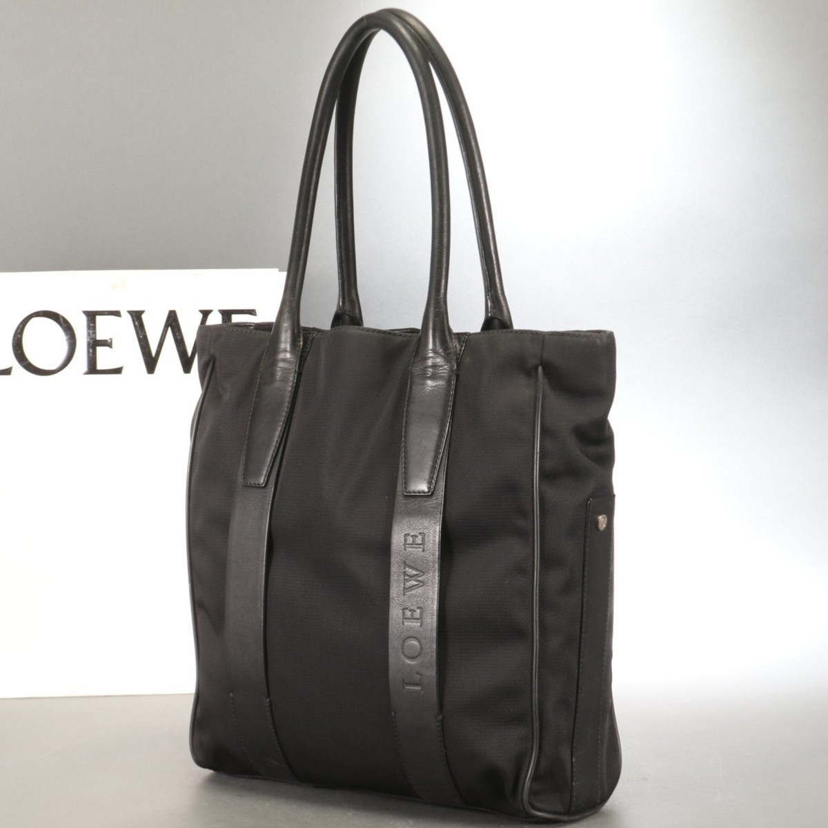 1円 ロエベ LOEWE 美品 レザー トートバッグ ナッパアイレ ロゴ型押し 