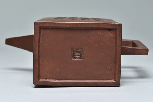 在款 胡記 蓋裏 款 篆刻 四方式 紫砂壺 】 中國宜興 唐物 煎茶道具