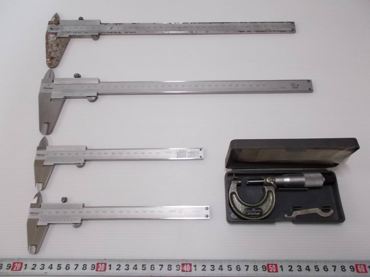 定番，人気 Mitutoyo ノギス 4点 150/150/300/300mm マイクロメーター 測定器(ノギス、マイクロメーター)｜売買されたオークション情報、yahooの商品情報をアーカイブ公開 - オークファン ノギス、マイクロメーター