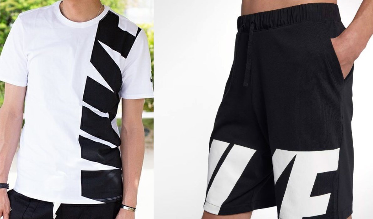 新品タグ付き M/Lサイズ選択可 白/黒 店舗完売 ナイキ NIKE ビッグロゴ ゴツナイキ プリント S/SＴシャツ ショートパンツ セットアップ