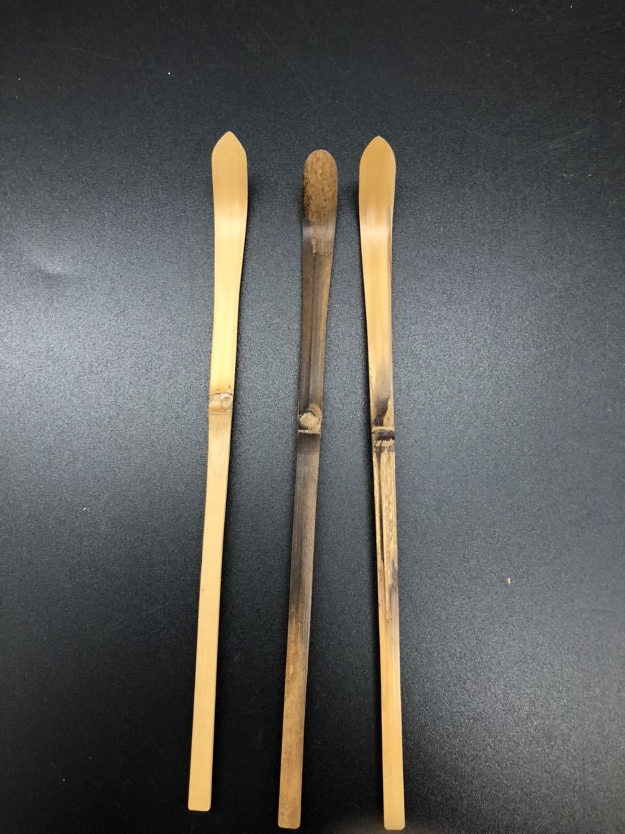 陸遜】A-63 大徳寺 茶杓 茶道具 裏千家 三夕 三本 共箱銘