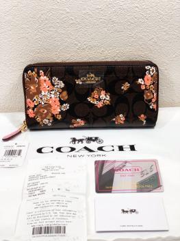 ☆【新品未使用・送料無料】COACH シグネチャー×花柄ピンク 長財布