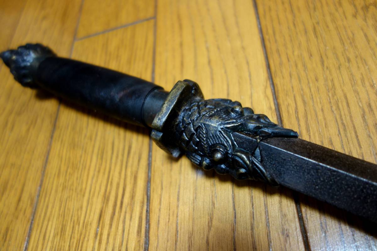 鉄製？十手 十手 棒十手 鉄製 兜割 ☆古い時代物 装飾付き 岡っ引き 全長約