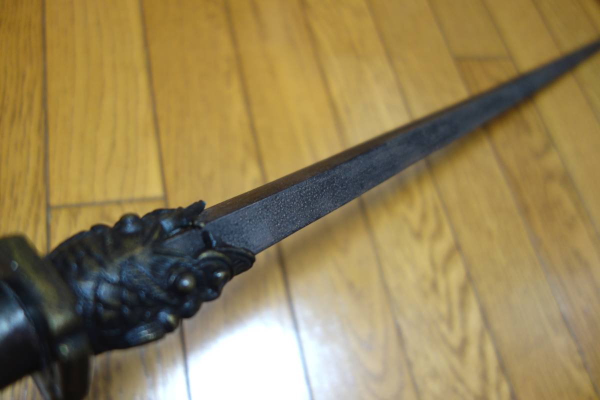 鉄製？十手 十手 棒十手 鉄製 兜割 ☆古い時代物 装飾付き 岡っ引き 全長約