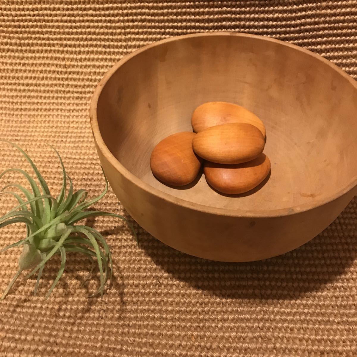 サラダ ボウル 木製 無印 フランスアンティーク 木の大きな皿検IDEE