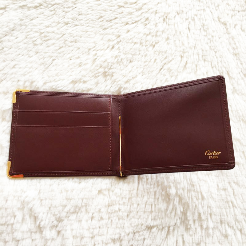 1円～ カルティエ Cartier 本物 美品 財布 2つ折り レザー 革