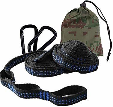 ★目玉商品★：黒/2X2M ハンモックベルト ハンモックストラップ 2本セット バッグ付き (長さ200cm ノード6+1個 耐_1