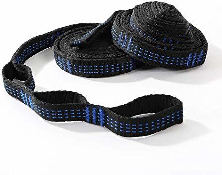 ★目玉商品★：黒/2X2M ハンモックベルト ハンモックストラップ 2本セット バッグ付き (長さ200cm ノード6+1個 耐_2