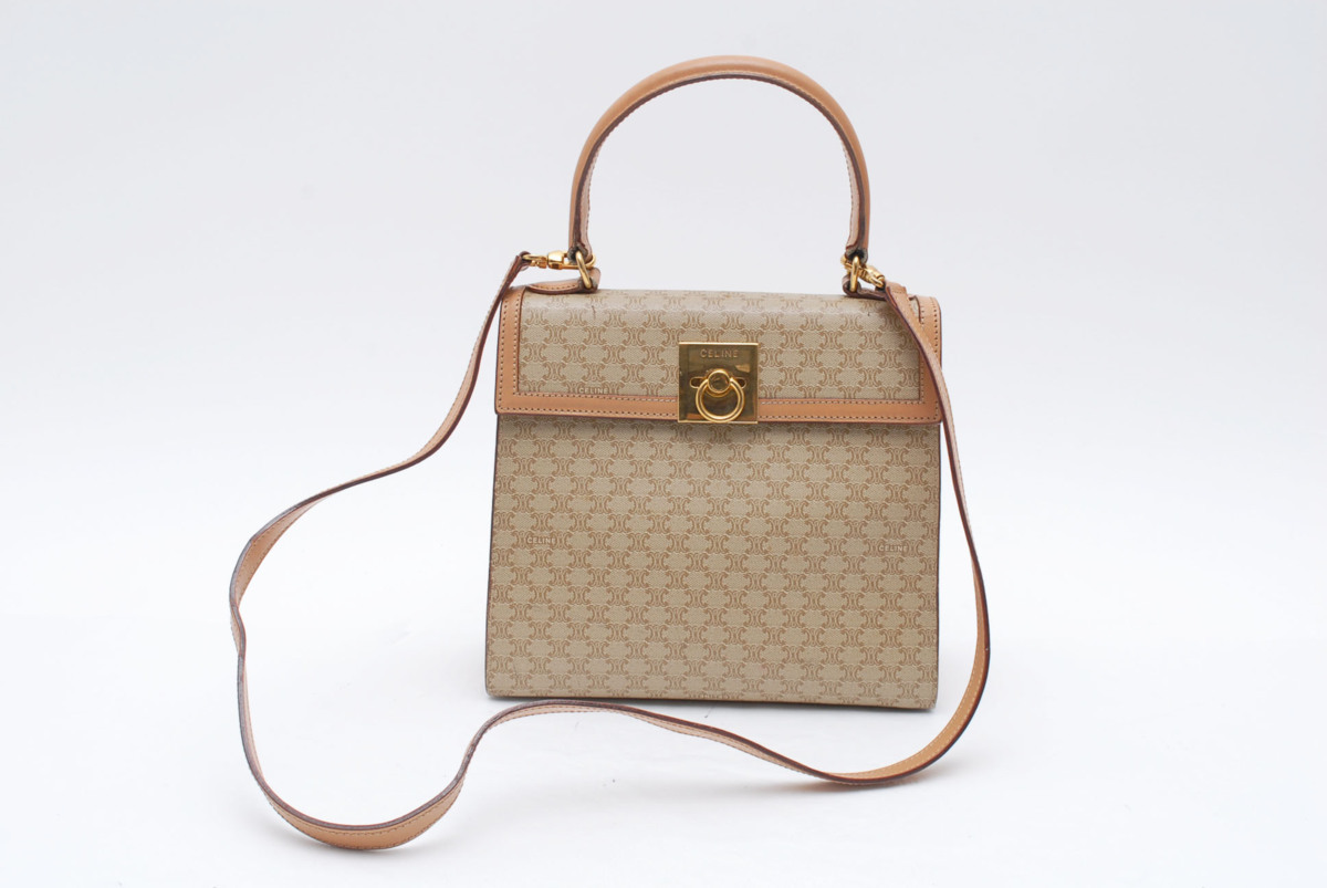 希少ミニCELINE2wayバッグハンドバッグマカダム柄ゴールド金具 1円 