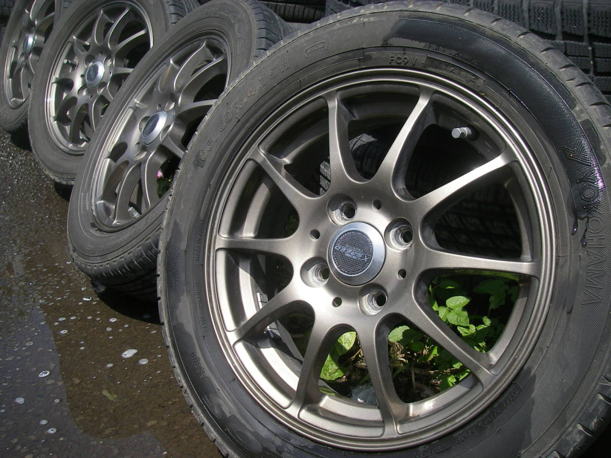 アトレーワゴン外し クロススピードプレミアム14インチ4穴PCD100 ブロンズ系、165/60R14タイヤ付４本セット【中古】