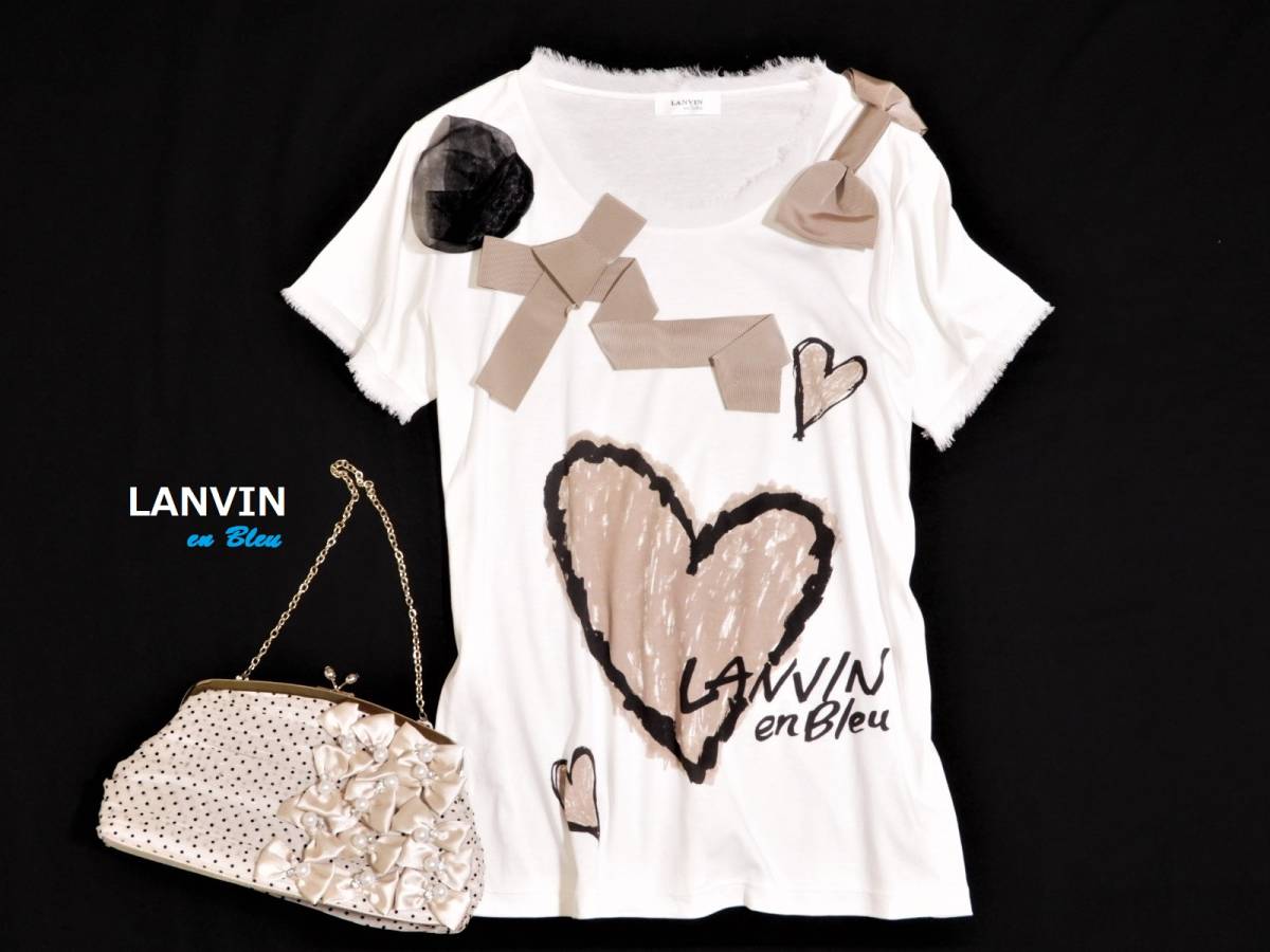 お得，正規品 LANVIN en bleu ランバンオンブルー ビッグリボン コサージュ付き カットソー Tシャツ 38(女性用)｜売買されたオークション情報、yahooの商品情報をアーカイブ公開 - オークファン 女性用