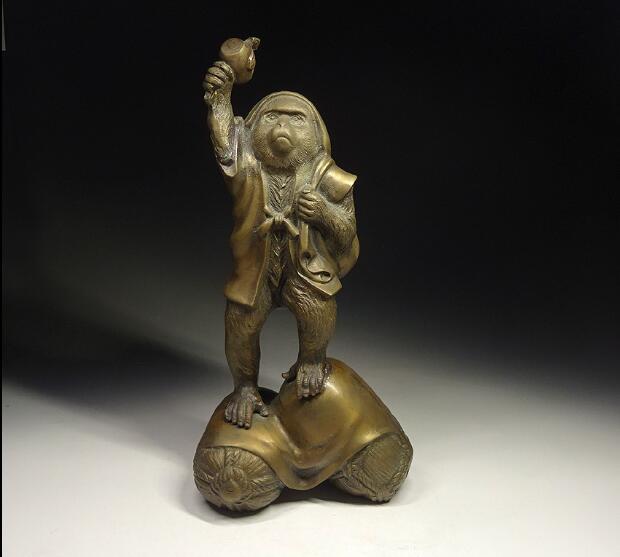 銅製 猿 置物 銅製 置物 猿 大黒天 重量約2.66kg