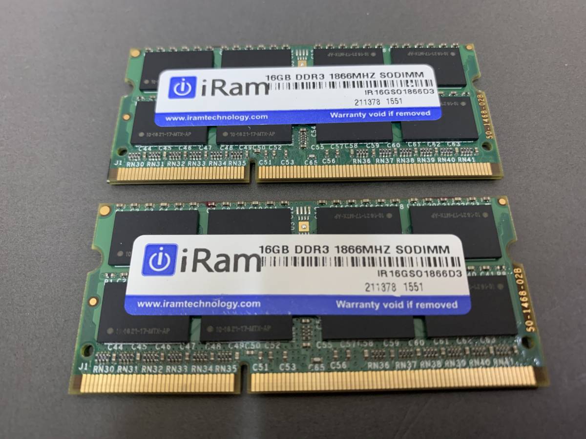 iMac用増設メモリ iRam 16GB*2枚（合計32GB)SO-DIMM DDR3-1866MHz(PC3