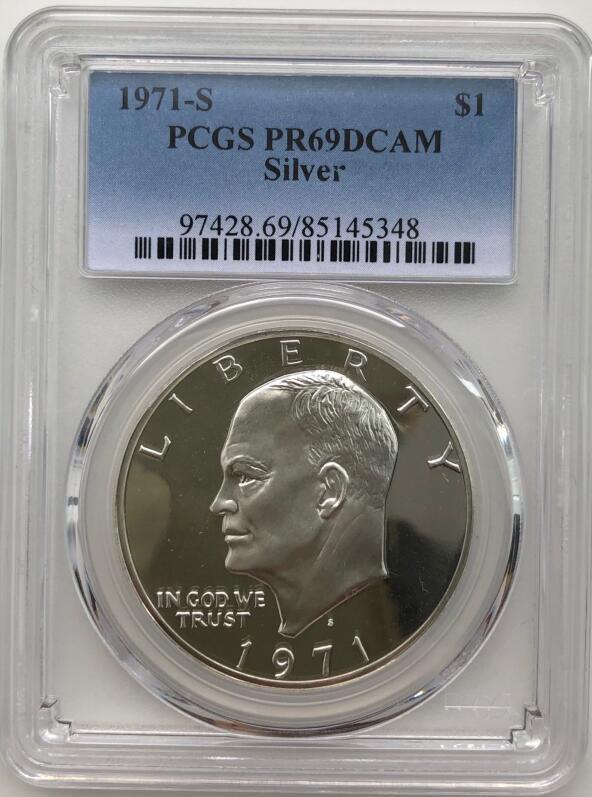 PCGS Dollar 1971-S Silver Ike Eisenhower (GSA Proof-68 $1 Holder