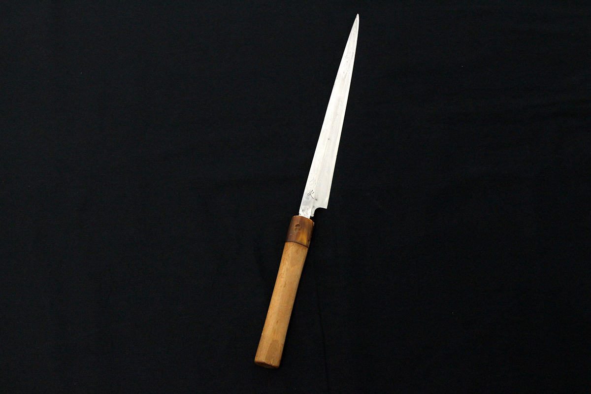  1円 ジャンク品｜有次 柳刃包丁 七寸半 霞 水牛朴栗型柄 &lambda;I1510-3E1A(刺身包丁)｜売買されたオークション情報、yahooの商品情報をアーカイブ公開 - オークファン 包丁