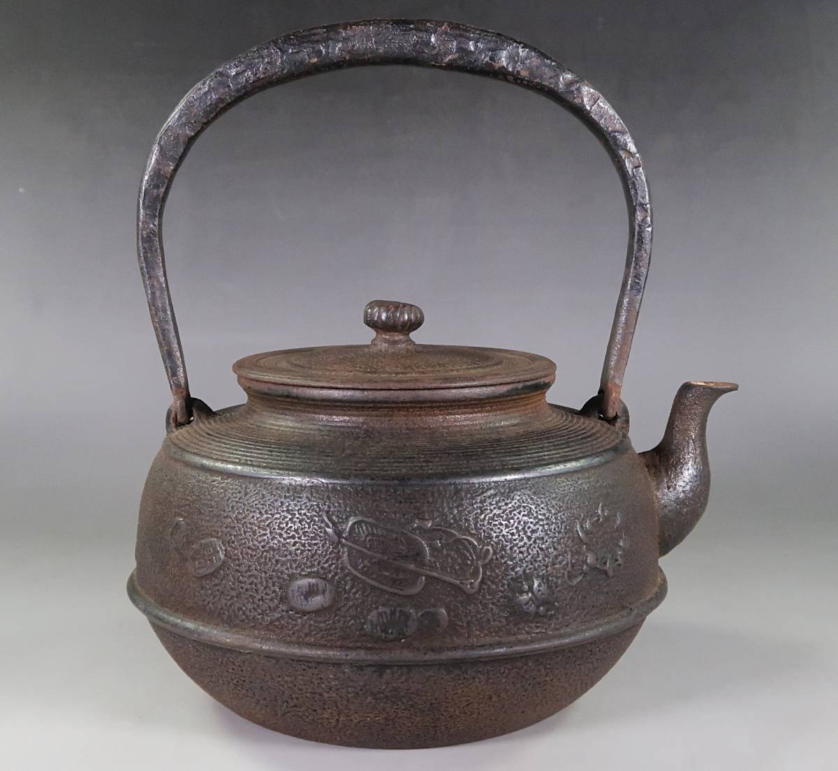 玉》*A-36 南部 清光堂造 宝尽くし紋 鉄瓶 煎茶道具/茶道具