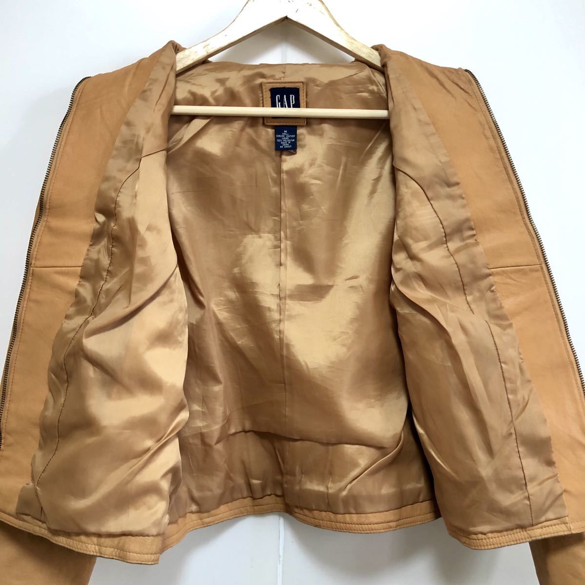 GAP】ギャップ レザー ライダース シングル ジャケット 革ジャン 本革 