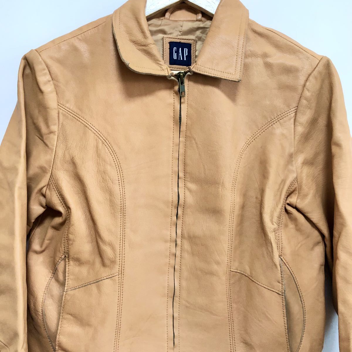GAP】ギャップ レザー ライダース シングル ジャケット 革ジャン 本革 