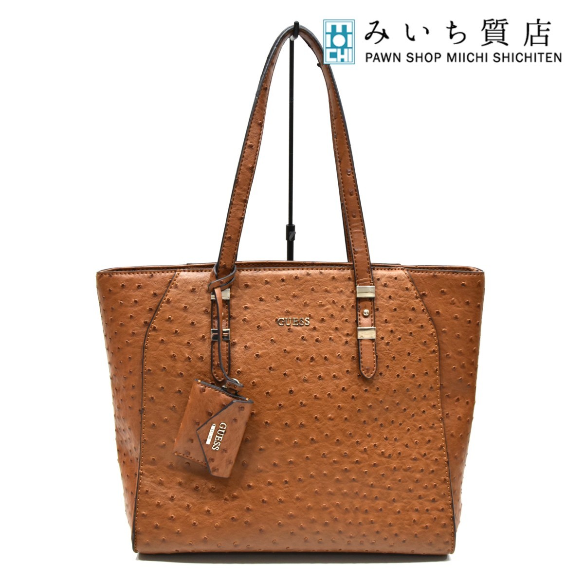 GUESS オーストリッチ風バッグ（ブラック） 荒 