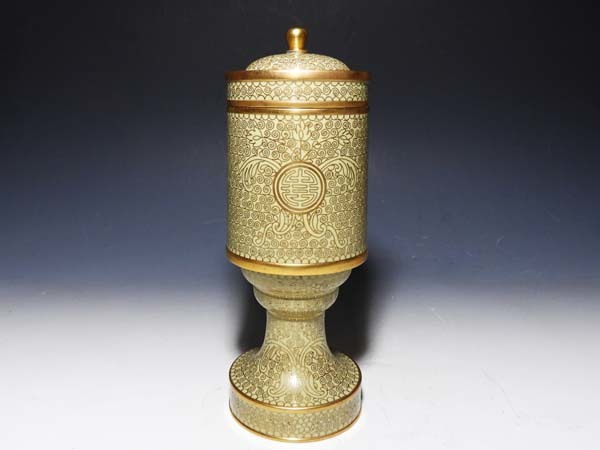 紫】唐物：銅胎鍍金七宝煙草入れと灰皿 【公式通販】
